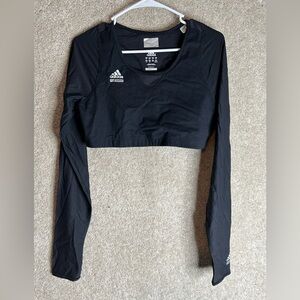 Adidas Hyperglam cropped long sleeve black top 2xl